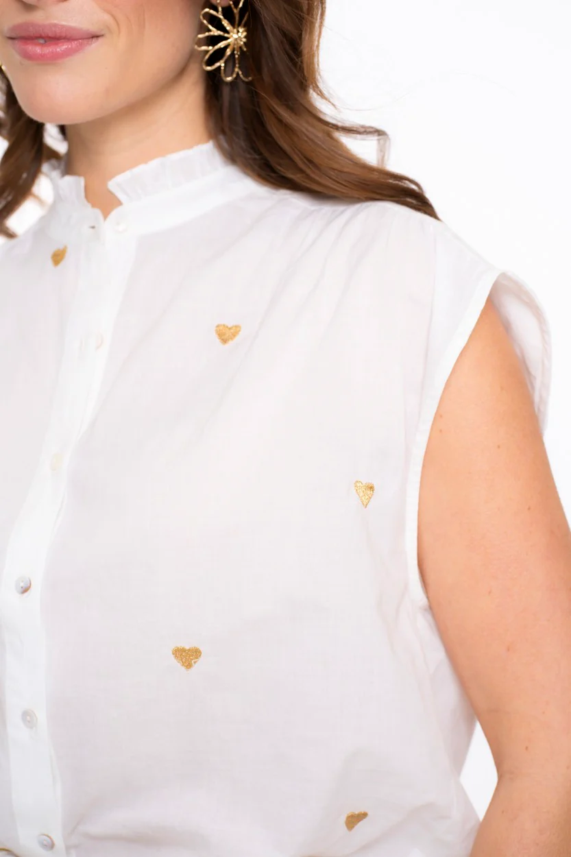 Blouse Lurex Hearts - Wit Dessin - Afbeelding 5