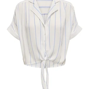 Onlpaula Life S/s Tie Shirt Wvn Noos - Wit Dessin