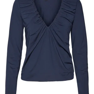 Vmhanna Bianca Ls V-neck Top Jrs Po - Navy