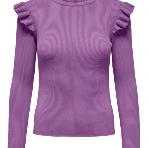 Onlsia Sally Ruffle Ls Pullover Knt - Paars