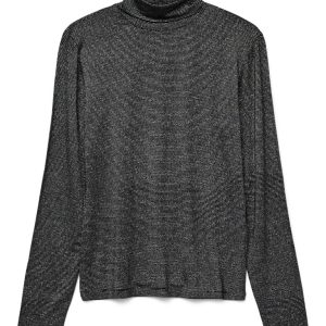 Vmlava Glitter Ls Highneck Top Noos - Zwart Dessin