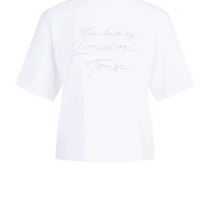 T-shirt Met Flockprint - Wit