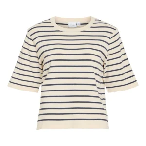 Vimalu O-neck 2/4 Knit Top-noos - Ecru Dessin