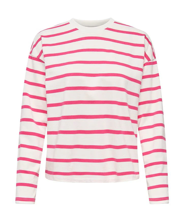 Onlsoph L/s Stripe Top Jrs - Wit Dessin