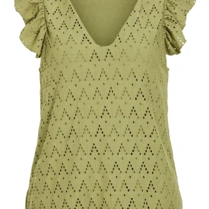 Viamalina V-neck C/s Top/pb - Olijf