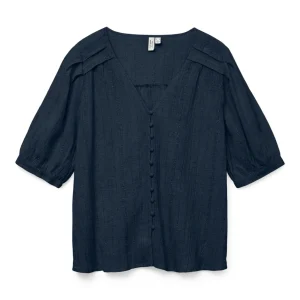 Vmdahlia S/s V-neck Shirt Wvn Btq - Navy
