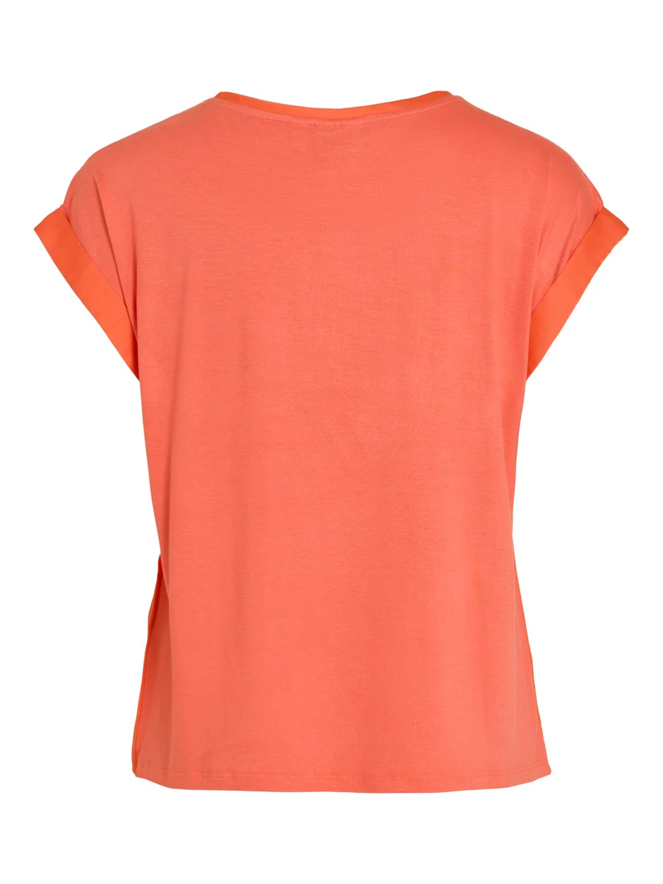 Viellette S/s Satin Top - Noos - Koraal Rood - Afbeelding 3