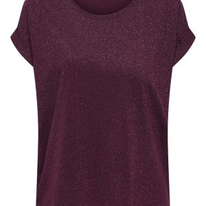 Onlmoster Glitter S/s Top Jrs - Wijnrood