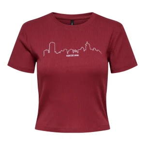 Onlvela Life S/s Short Emb. Tee Box Jrs - Bordeaux