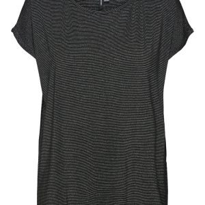 Vmlava Glitter Ss Top Stripe Ga Jrs - Zwart Dessin