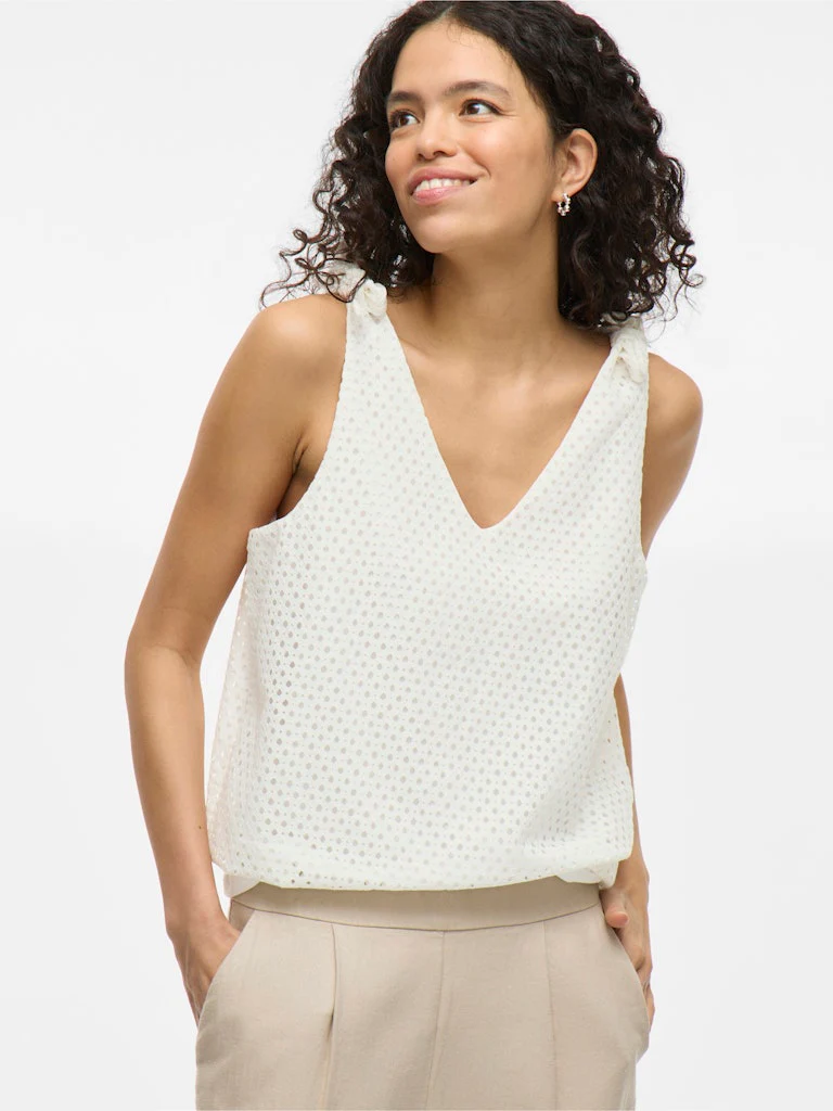 Vialvadora V-neck Sl Top - Off-white - Afbeelding 8