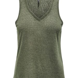 Onlpenny S/l V-neck Top Jrs - Donkergroen