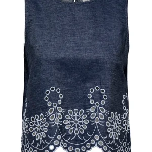 Jdymargot S/l Embroidery Top Wvn - Blue Denim