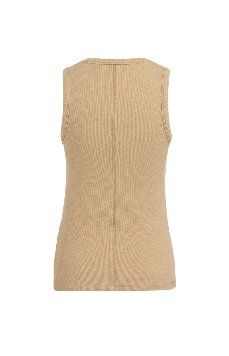Geribd Singlet Met Ronde Hals - Camel - Afbeelding 3