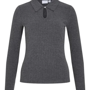 Viattica Collar L/s Top - Grijs Melee