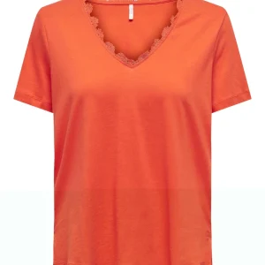 Onlduffy S/s Lace Mix Top Cs Jrs - Oranje