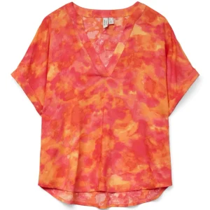 Vmciana Ss V-neck Top Wvn Lcs Ga - Oranje Dessin