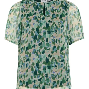 Viemma S/s O-neck Top/ka - Groen Dessin