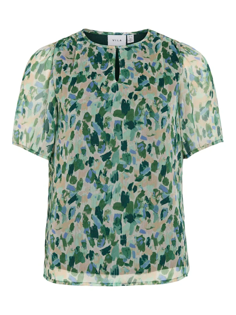 Viemma S/s O-neck Top/ka - Groen Dessin - Afbeelding 2
