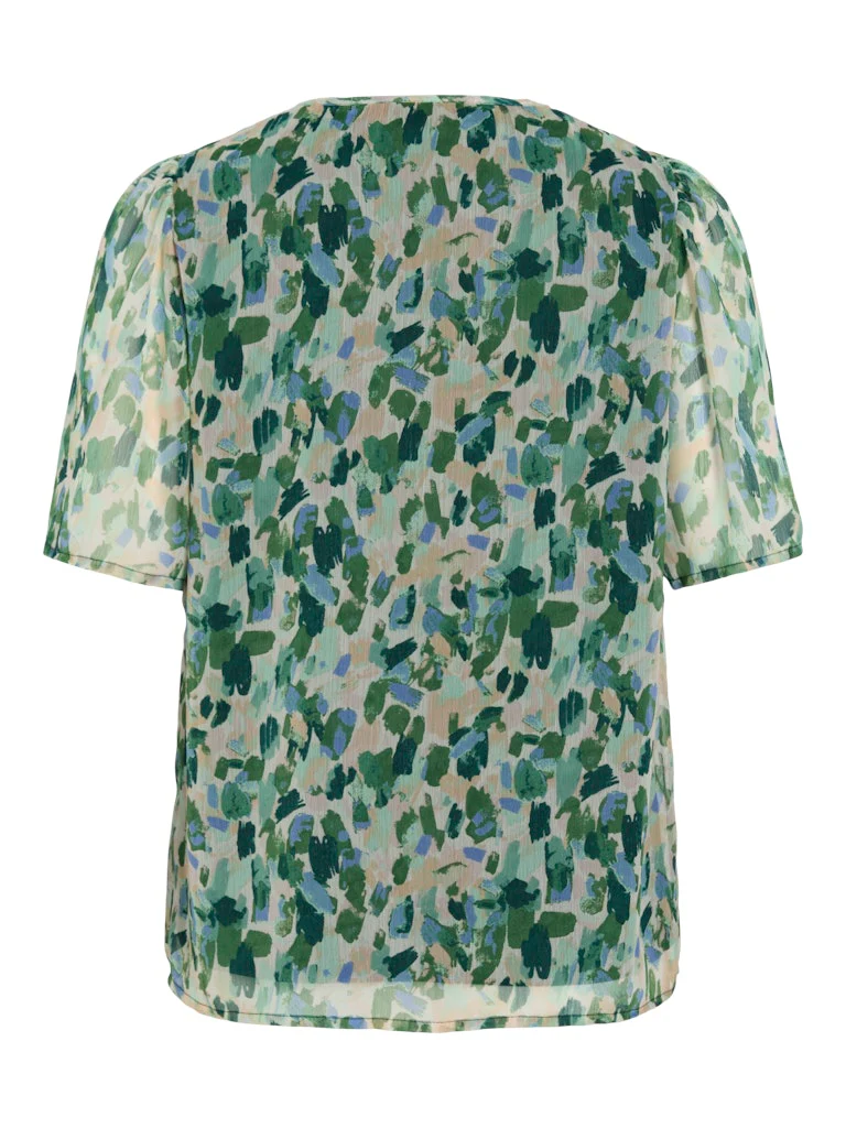 Viemma S/s O-neck Top/ka - Groen Dessin - Afbeelding 3
