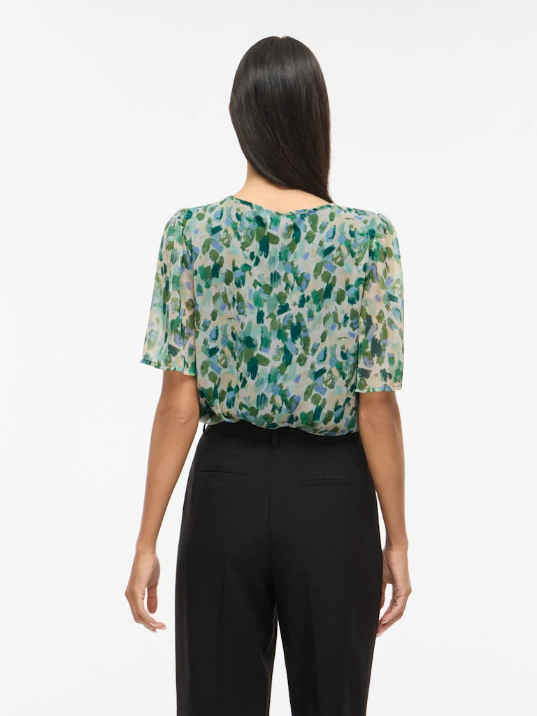 Viemma S/s O-neck Top/ka - Groen Dessin - Afbeelding 5