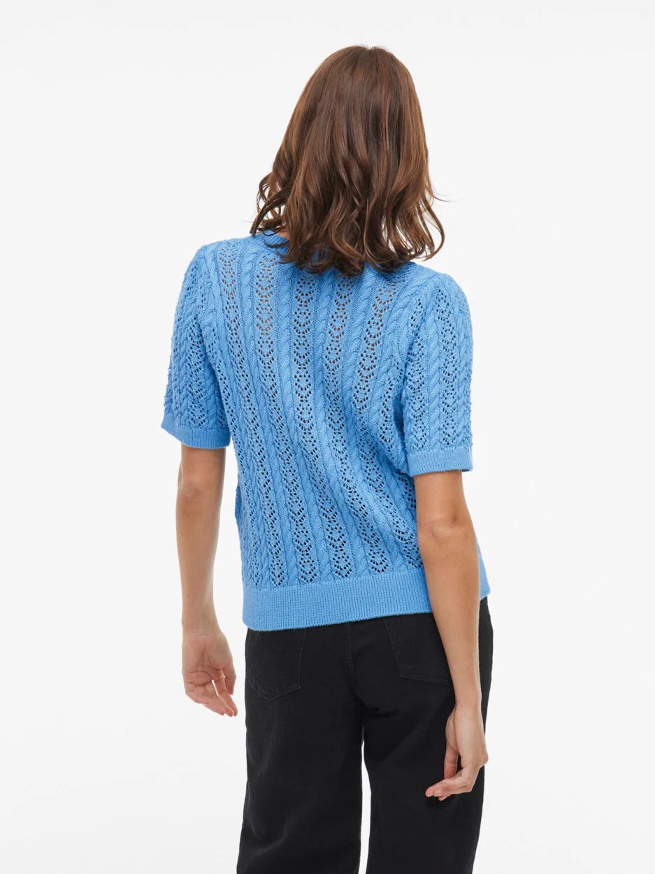 Vitoto New S/s Cable Knit Top - Lichtblauw - Afbeelding 5
