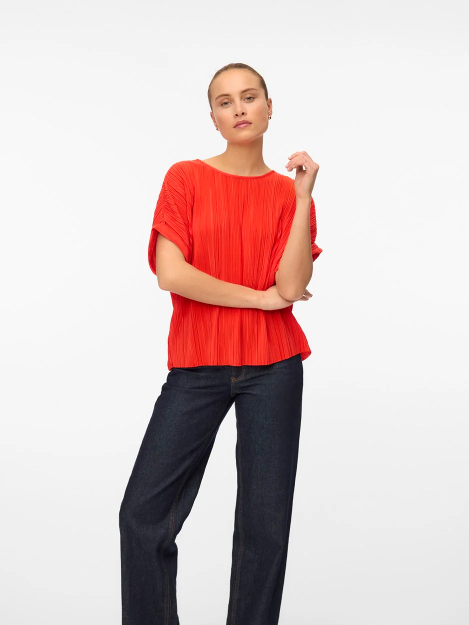 Vmaurora Ss O-neck T-shirt Jrs Ga - Rood - Afbeelding 3