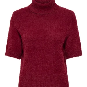 Onlpiumo Ss Highneck Knt - Wijnrood