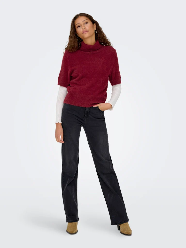 Onlpiumo Ss Highneck Knt - Wijnrood - Afbeelding 6