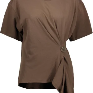 Vikalmara O-neck S/s Buckle T-shirt - Bruin