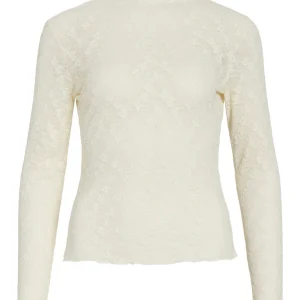 Vifay Funnel Neck Ls Top - Ecru