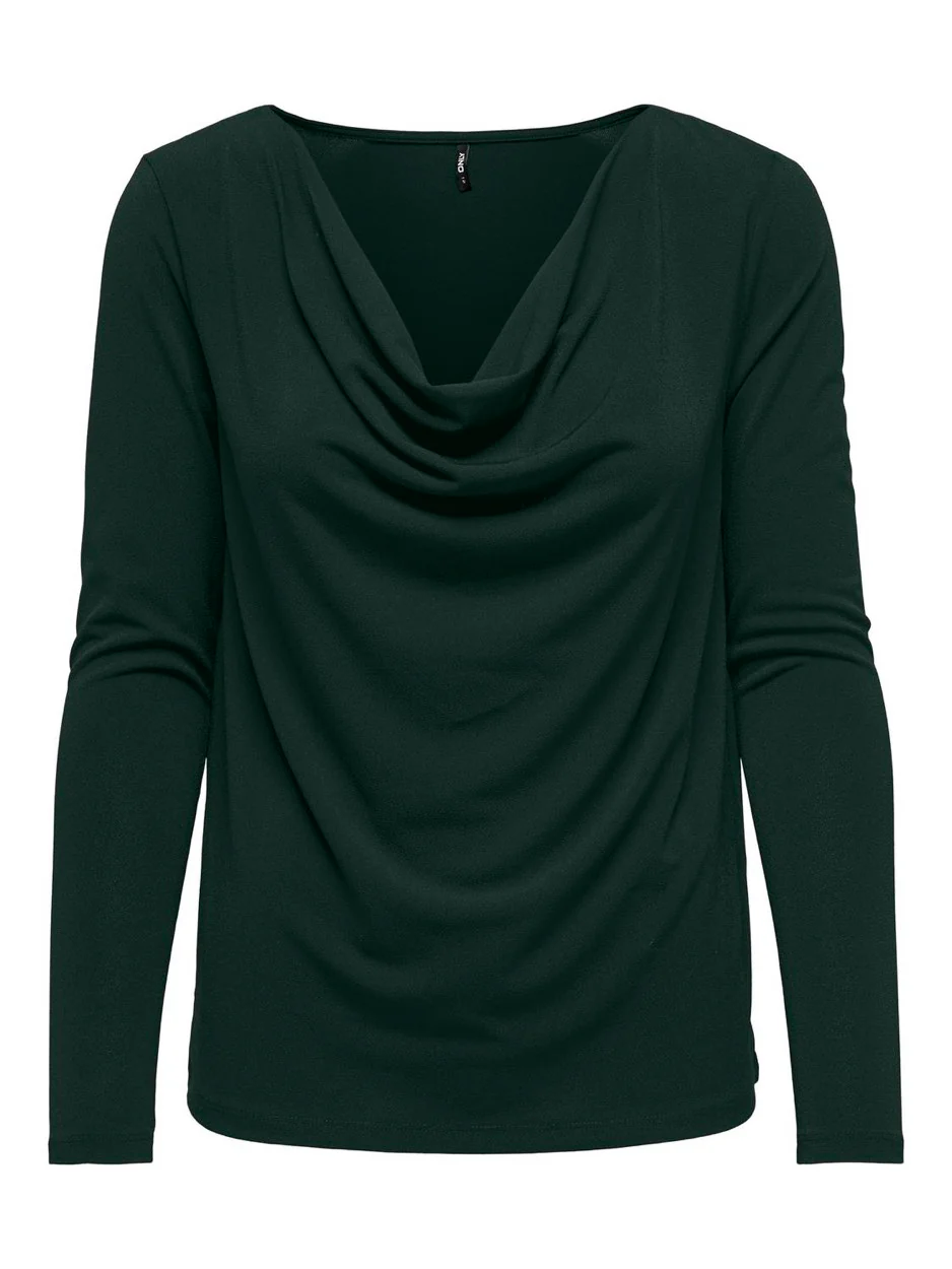 Onlsansa L/s Waterfall Top Jrs - Donkergroen