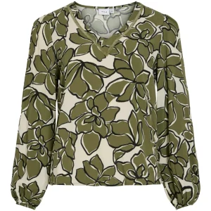 Vimara Dura V-neck L/s Top/pb - Groen Dessin