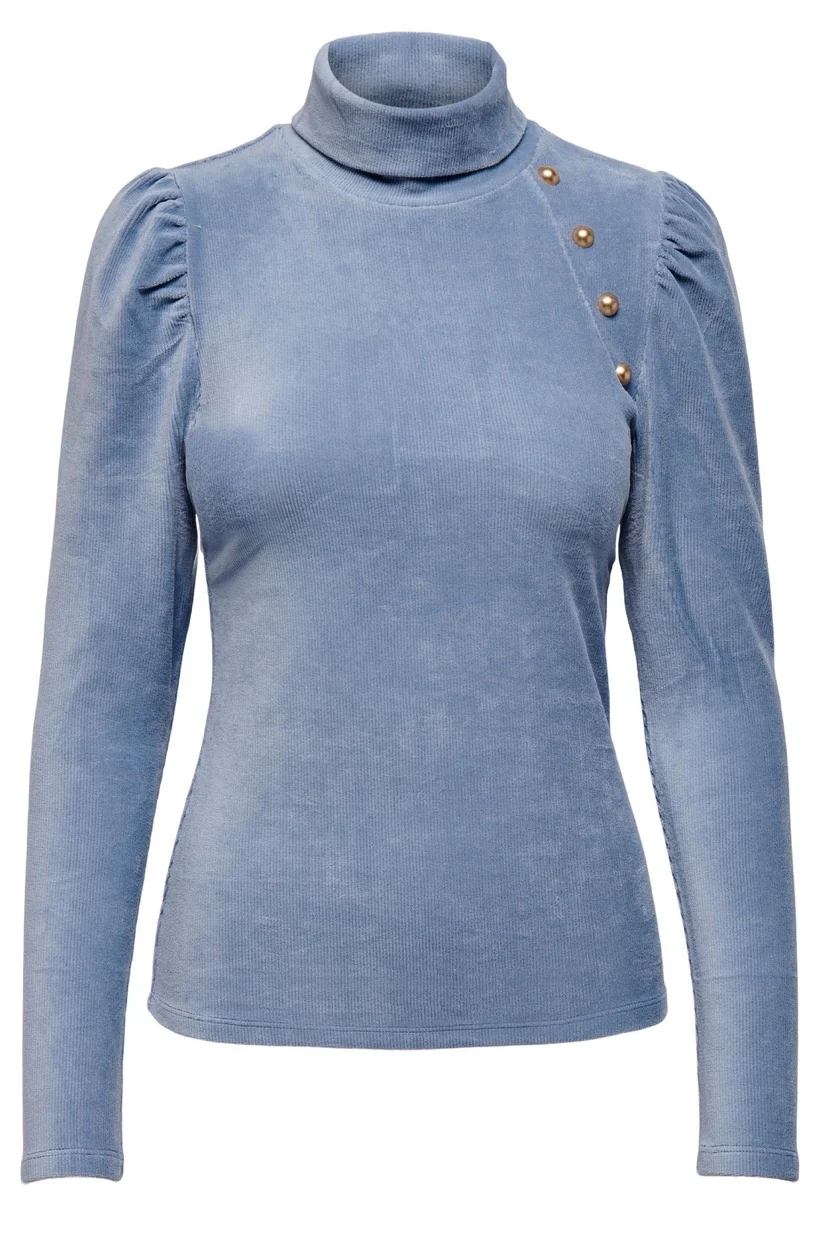 Onllela L/s Rollneck Shoulder Top C - Blauw Melee - Afbeelding 2