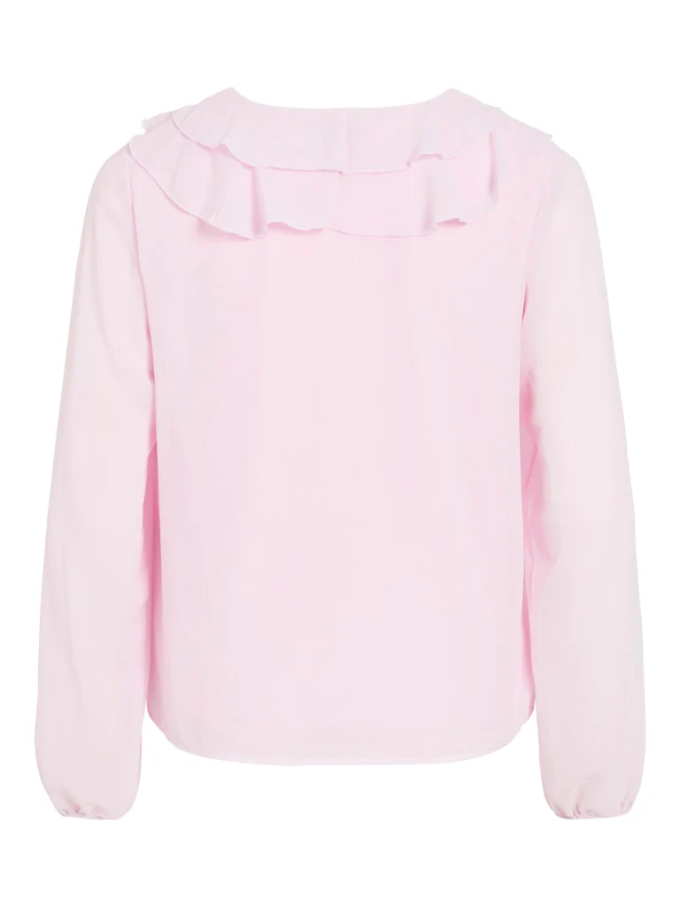 Viane L/s V-neck Frill Top - Noos - Licht Roze - Afbeelding 3