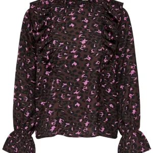 Onlrylee Life L/s Frill Top Ptm - Bruin Dessin