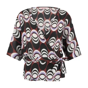 Sille Retro Blouse - Bruin Dessin