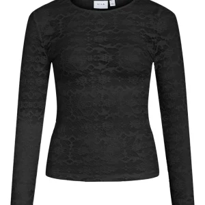 Vivelina L/s Lace Top - Zwart
