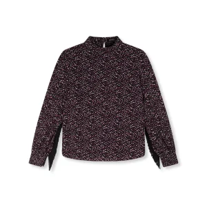 Alvera Ladies Woven Flowy Dots Blouse - Zwart Dessin