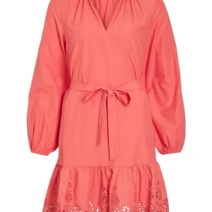 Vikelli V-neck L/s Short Dress/ln - Koraal Rood