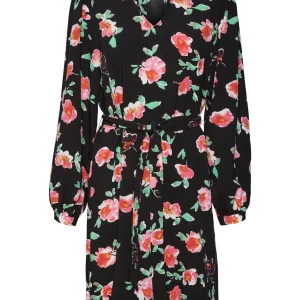 Vmhyms Lia Ls Knee Dress Wvn - Zwart Dessin