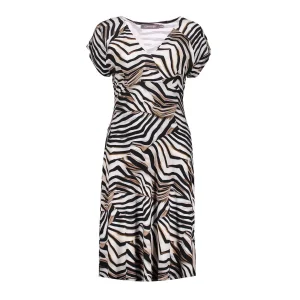 Dress V-neck Short Aop - Ecru Dessin