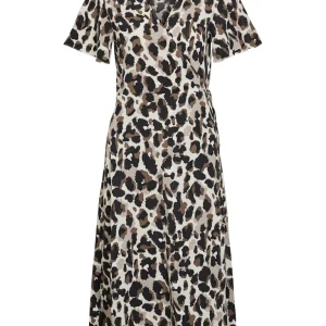 Vilovie Ss Wrap Midi Dress - Ecru Dessin