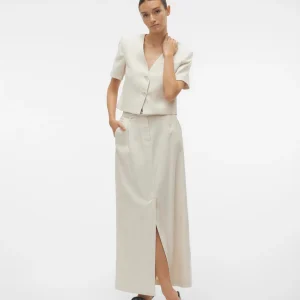 Vmflorence Hw Long Linen Skirt - Beige