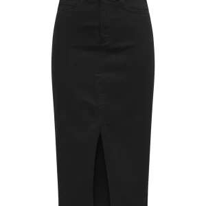 Onlsiri Front Slit Skirt Dnm Gua No - Black Denim