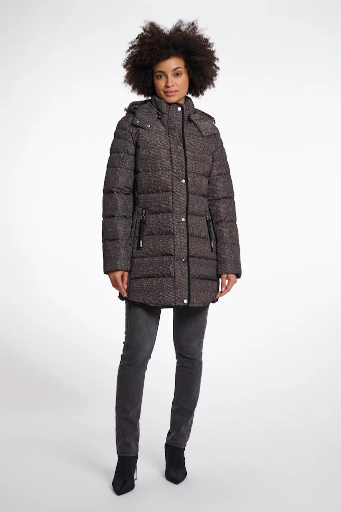 Padded Coat With Detachable Hood - Bruin Dessin