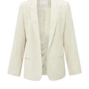 Woven Loose Fit Blazer With Sa - Ecru