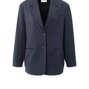 Woven Loose Fit Blazer With Bo - Rafblauw