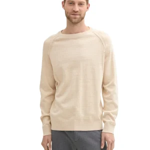 Two Tone Crewneck Knit - Ecru