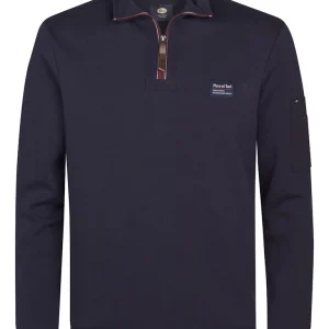 Men Sweater Collar Zip - Lichtblauw